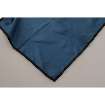 Dolce & Gabbana Black Blue DG Crown Printed Square Handkerchief Scarf