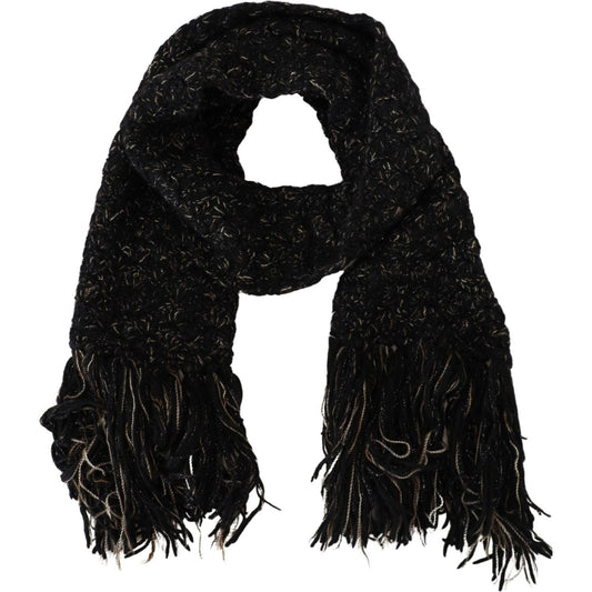 Dolce & Gabbana Elegant Virgin Wool Blend Black Scarf Dolce & Gabbana