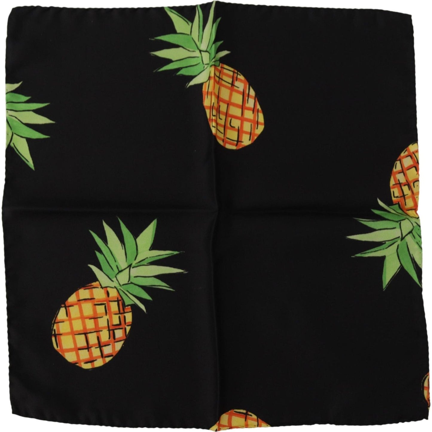Dolce & Gabbana Black Pineapple Printed Square Handkerchief Scarf Dolce & Gabbana