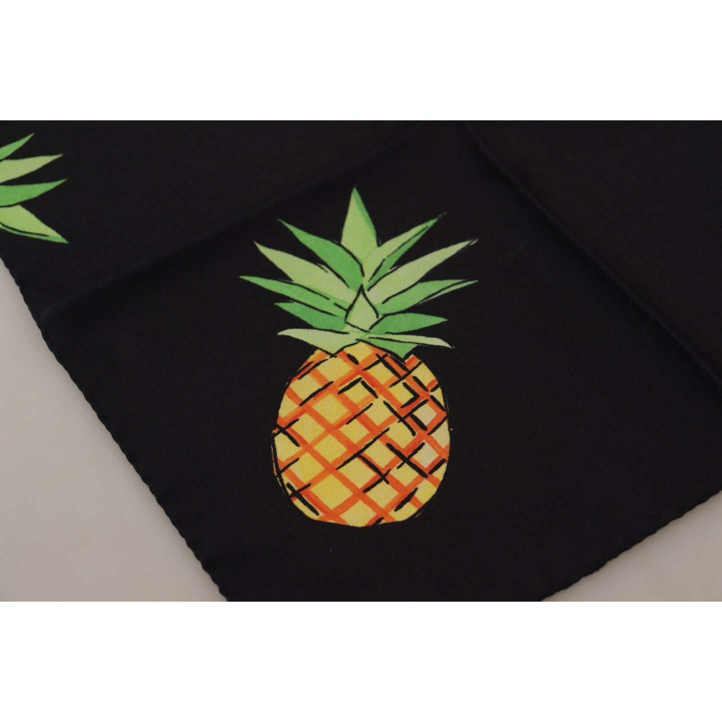 Dolce & Gabbana Black Pineapple Printed Square Handkerchief Scarf Dolce & Gabbana