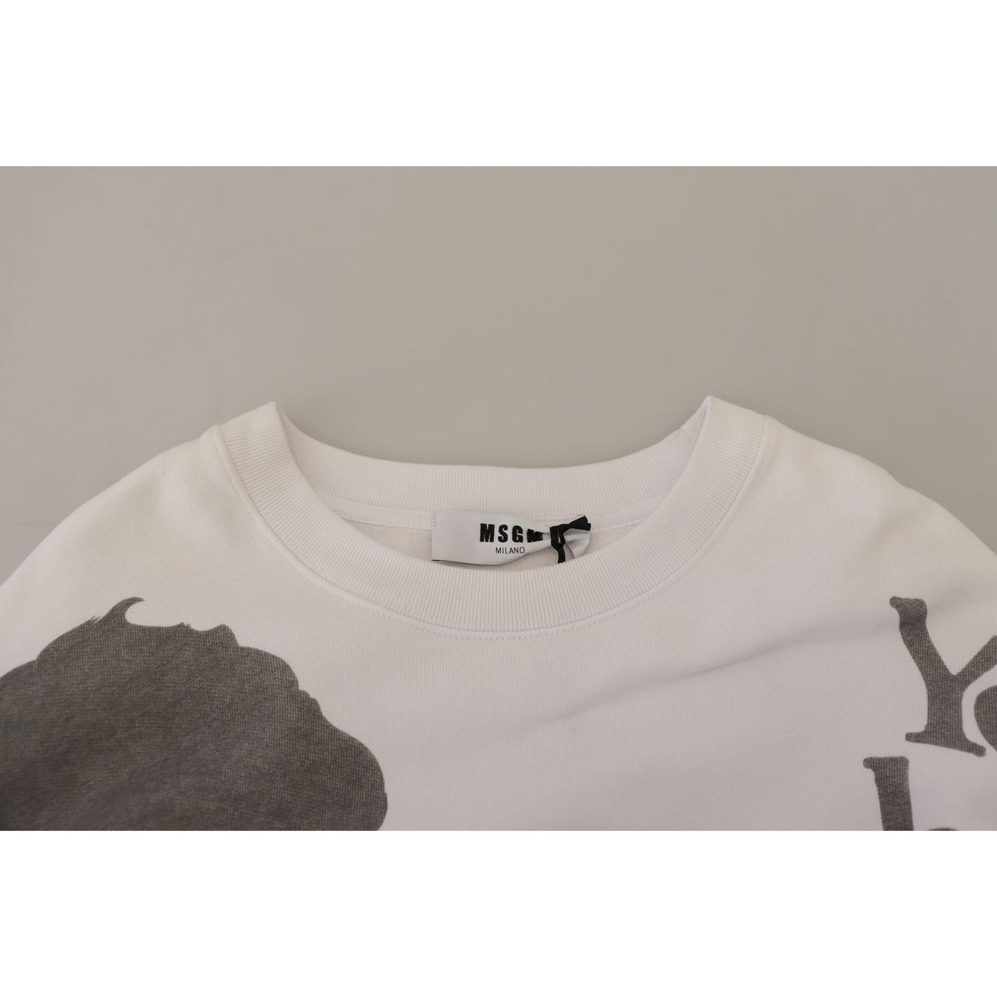 MSGM White Cotton Crewneck Pullover Sweatshirt Sweater MSGM