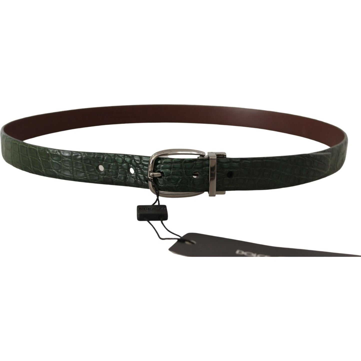 Dolce & Gabbana Elegant Italian Leather Crocodile Belt Dolce & Gabbana