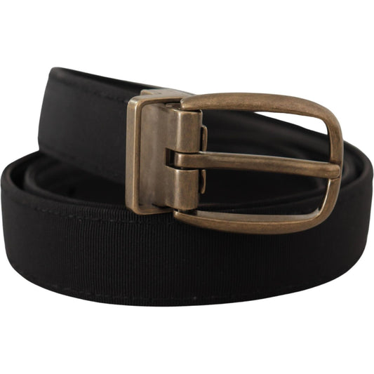 Dolce & Gabbana Elegant Grosgrain Leather Belt - Black Dolce & Gabbana