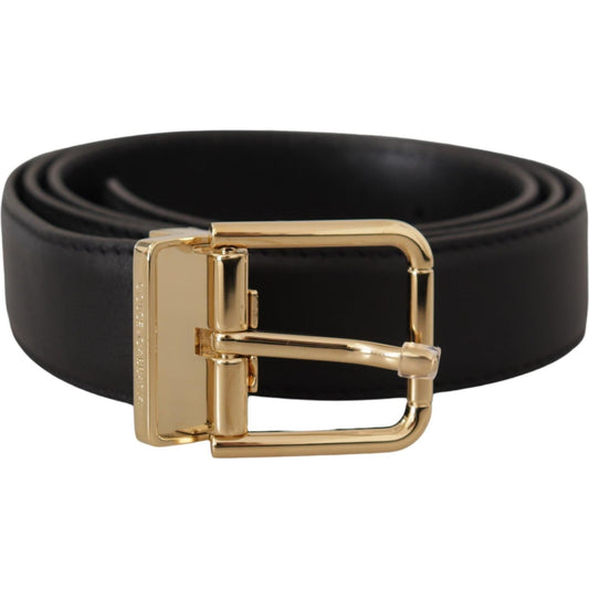 Dolce & Gabbana Elegant Black Leather Belt with Metal Buckle Dolce & Gabbana