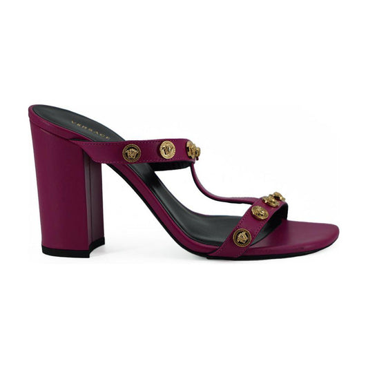 Versace Purple Calf Leather High Heel Sandals Versace