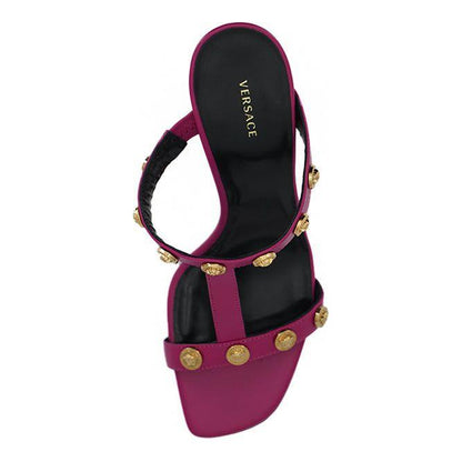 Versace Purple Calf Leather High Heel Sandals