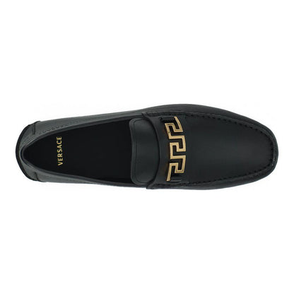 Versace Black Calf Leather Loafers Shoes