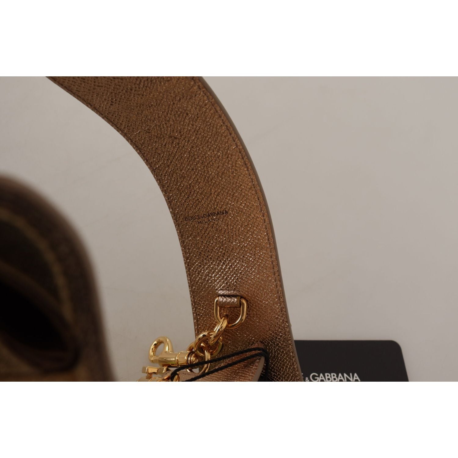 Dolce & Gabbana Gold Leather LOVE Patch Bag Shoulder Strap