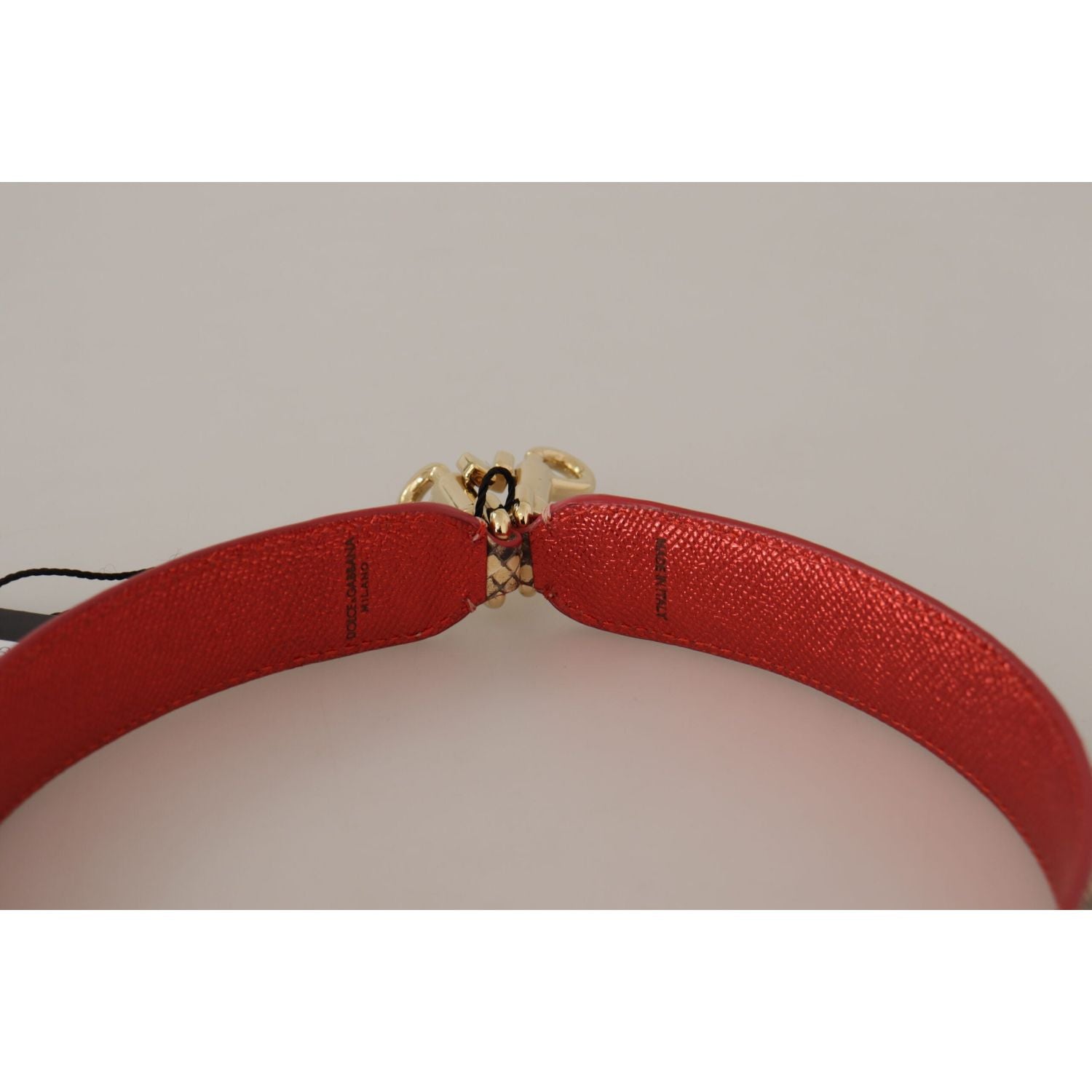 Dolce & Gabbana Beige Exotic Leather Crystals Shoulder Strap