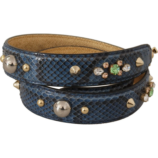 Dolce & Gabbana Blue Exotic Leather Crystals Shoulder Strap