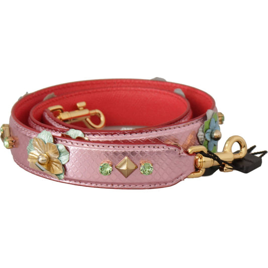 Dolce & Gabbana Elegant Metallic Pink Leather Shoulder Strap Dolce & Gabbana