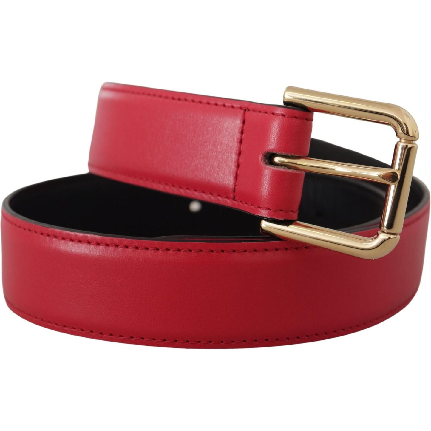 Dolce & Gabbana Elegant Red Leather Belt with Gold-Tone Buckle Dolce & Gabbana