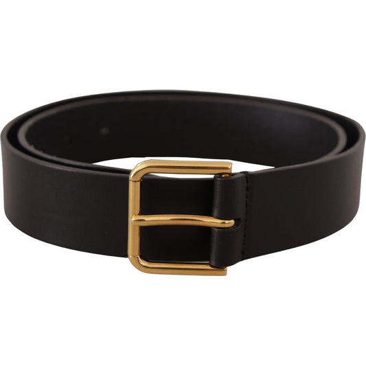 Dolce & Gabbana Elegant Black Leather Belt with Gold-Tone Buckle Dolce & Gabbana