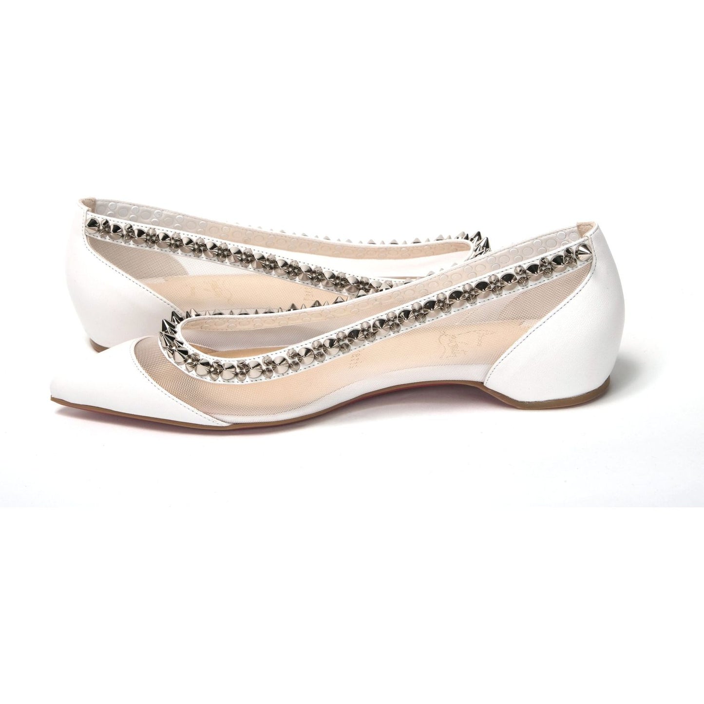 Christian Louboutin Bianco White silver Flat Point Toe Shoe Christian Louboutin