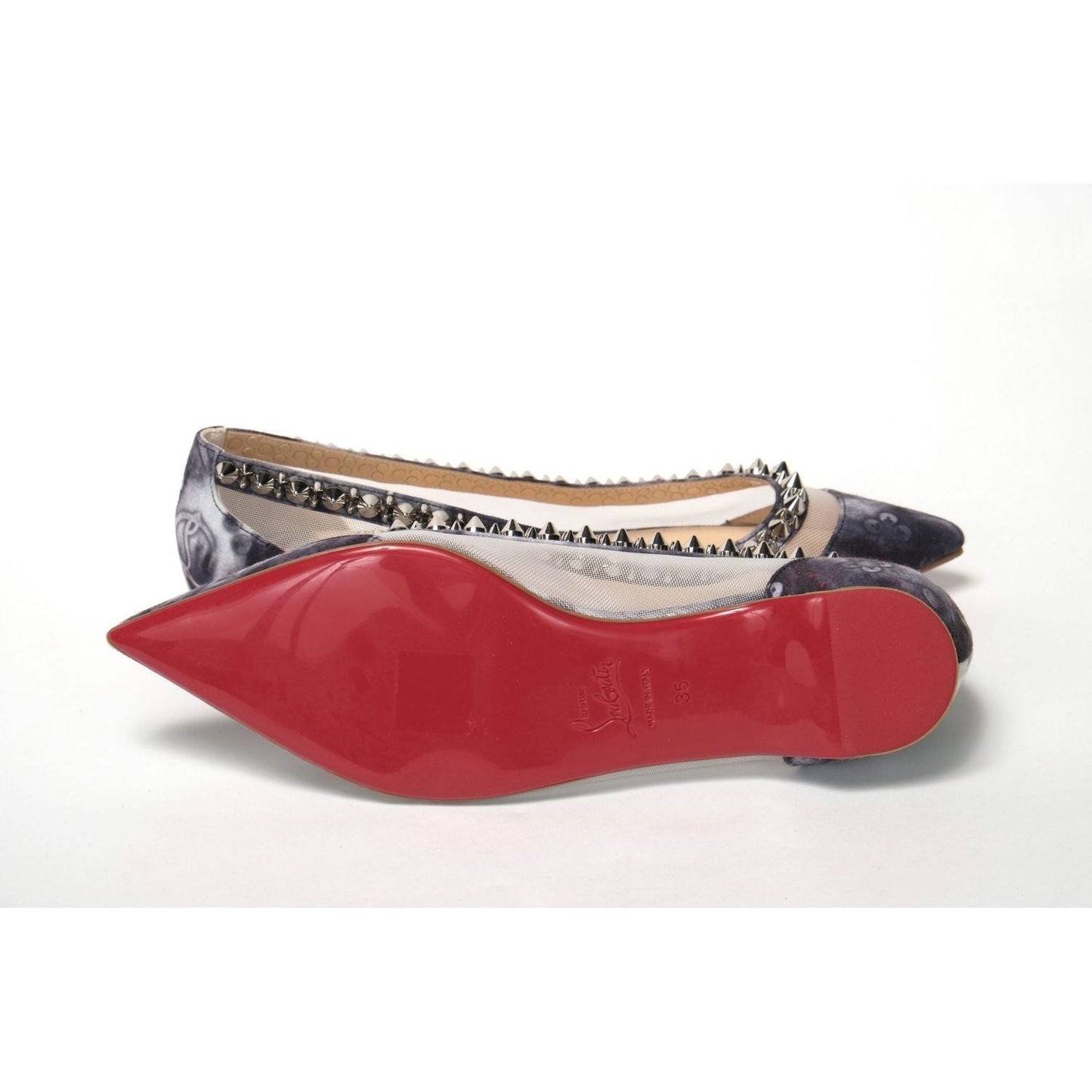 Christian Louboutin Multicolor Print Silver Flat Point Toe Shoe Christian Louboutin