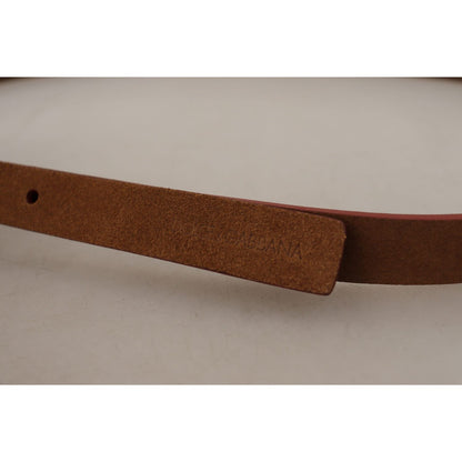 Dolce & Gabbana Brown Logo Engraved Metal Waist Buckle Belt