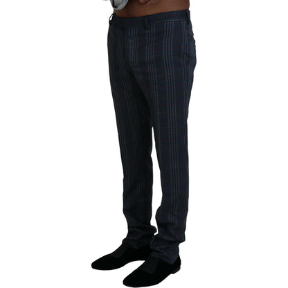 BENCIVENGA Gray Pure Wool Men Checkered Pants BENCIVENGA
