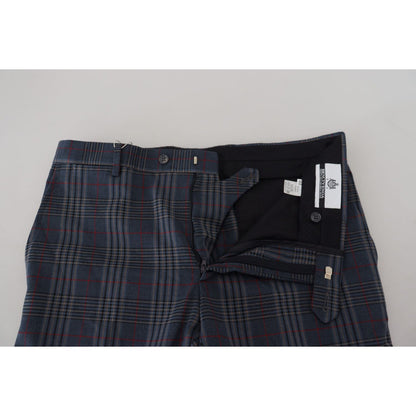 BENCIVENGA Gray Pure Wool Men Checkered Pants BENCIVENGA