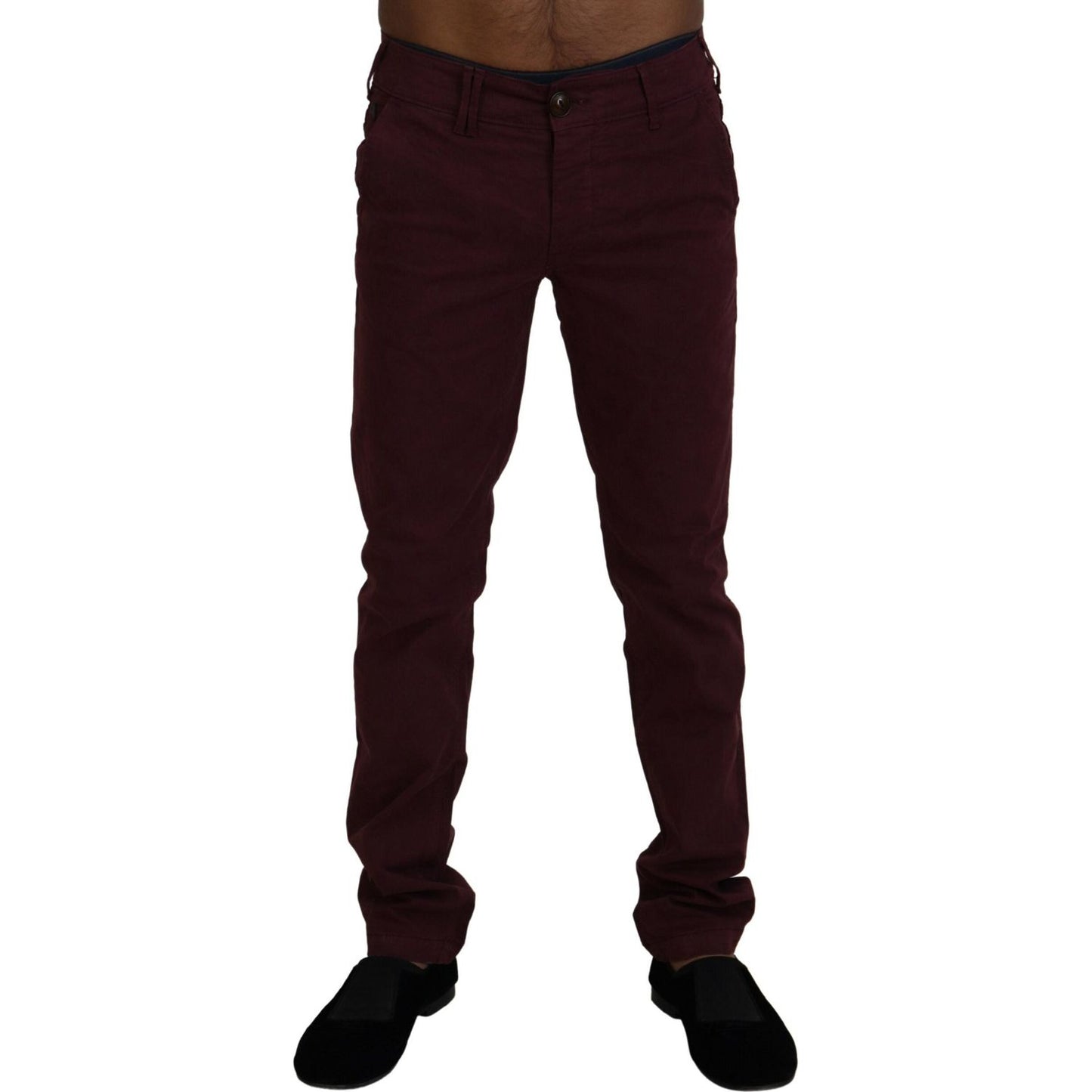 CYCLE Maroon Skinny Fit Cotton Pants CYCLE