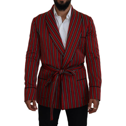 Dolce & Gabbana Red Striped Martini Printed Lining Robe Dolce & Gabbana