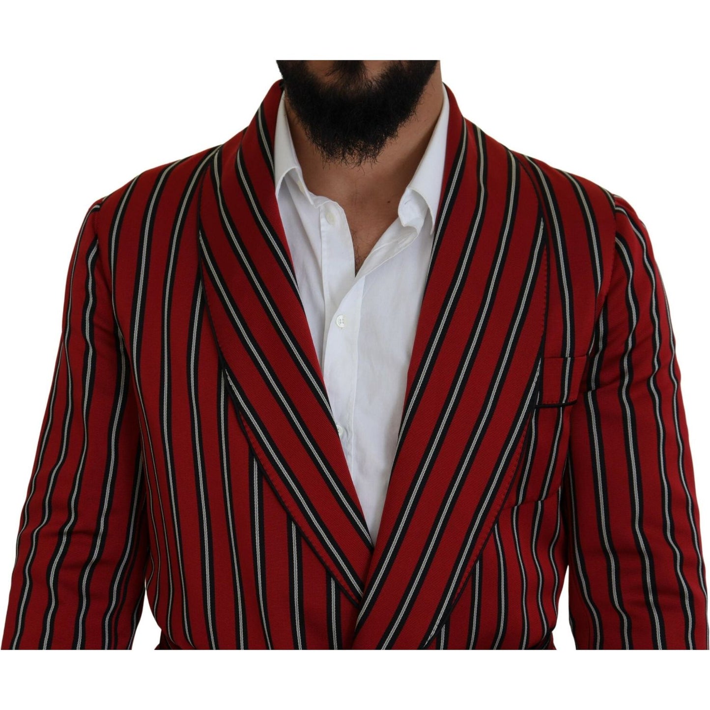 Dolce & Gabbana Red Striped Martini Printed Lining Robe Dolce & Gabbana
