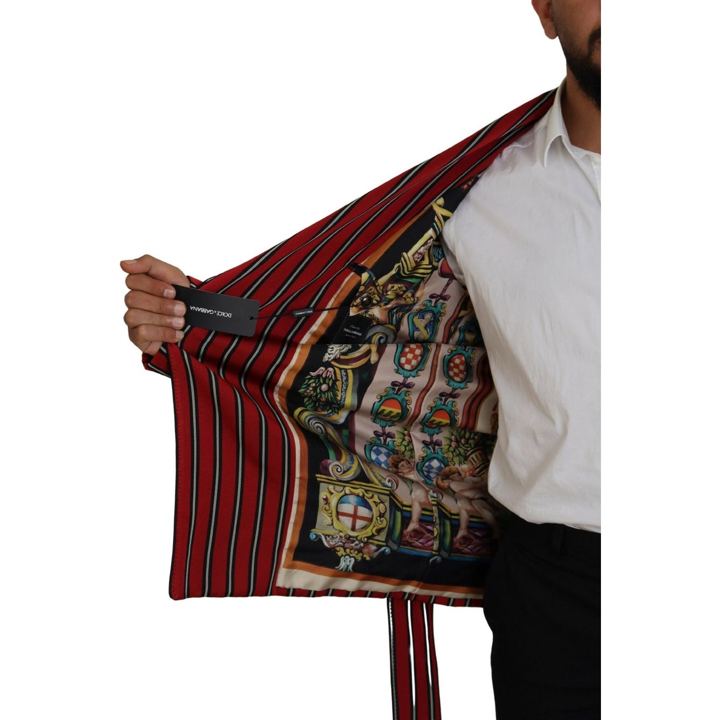 Dolce & Gabbana Red Striped Martini Printed Lining Robe Dolce & Gabbana