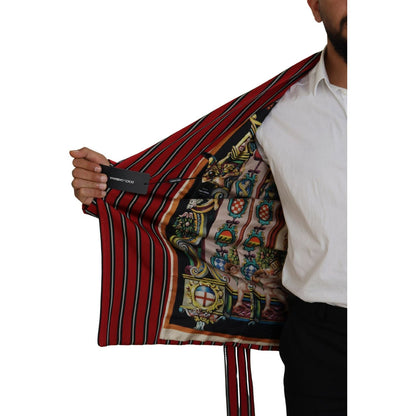 Dolce & Gabbana Red Striped Martini Printed Lining Robe Dolce & Gabbana