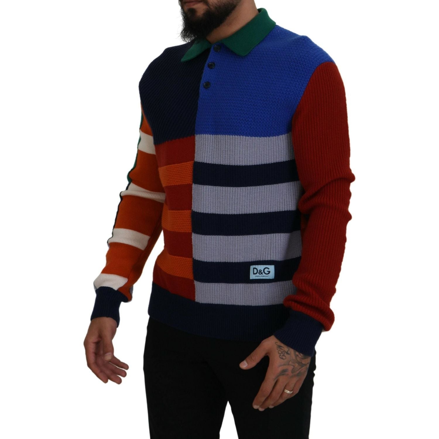 Dolce & Gabbana Multicolor Stripes Wool Pullover Sweater