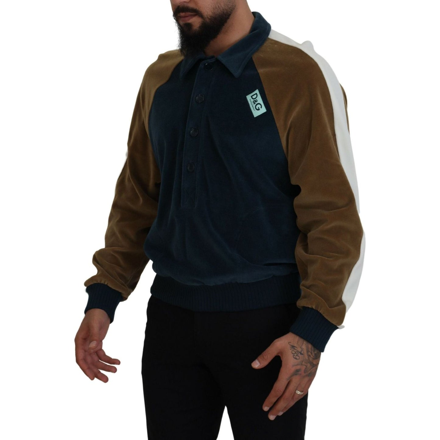 Dolce & Gabbana Multicolor Cotton Collared Pullover Sweater Dolce & Gabbana