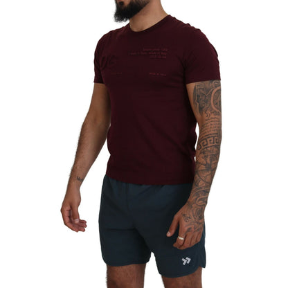Dolce & Gabbana Maroon Printed Short Sleeves Men T-shirt