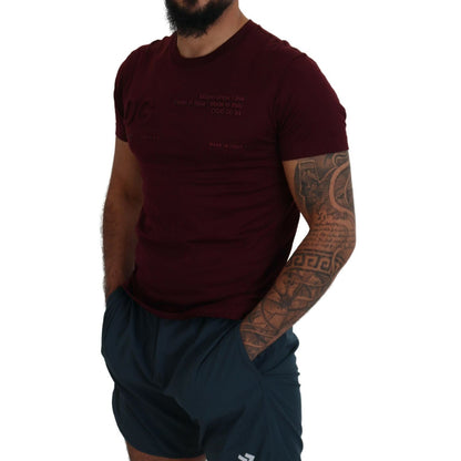 Dolce & Gabbana Maroon Printed Short Sleeves Men T-shirt