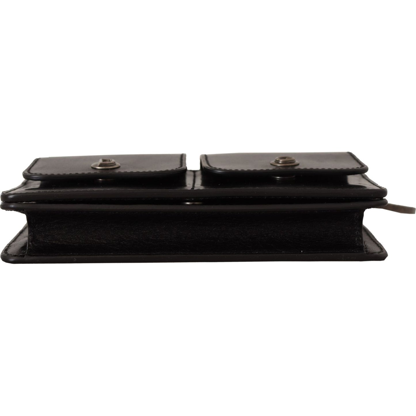 Dolce & Gabbana Black Leather Wristlet Mini Bag Card Bill Wallet