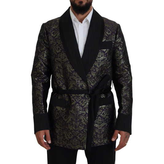 Dolce & Gabbana Gold Purple Baroque Jacket Blazer Robe