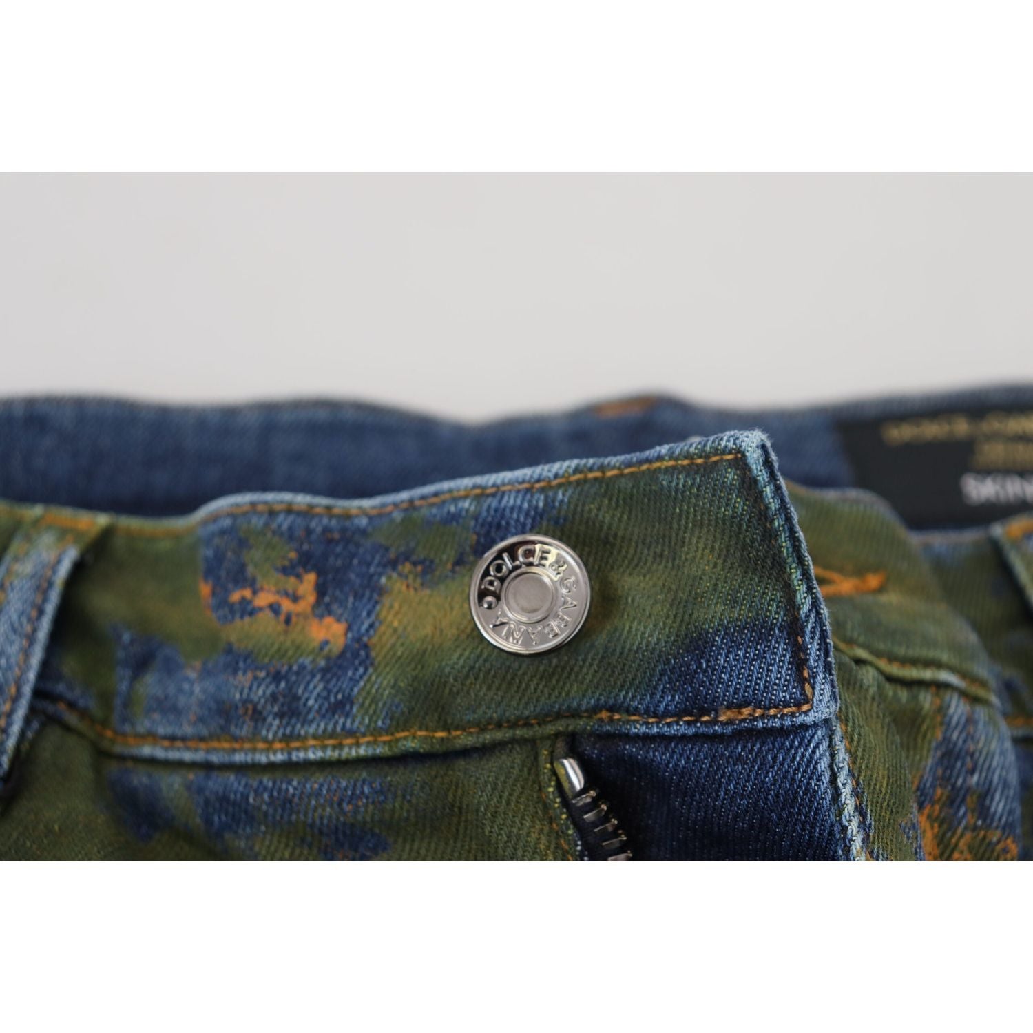 Dolce & Gabbana Blue Green Skinny Cotton Denim Jeans