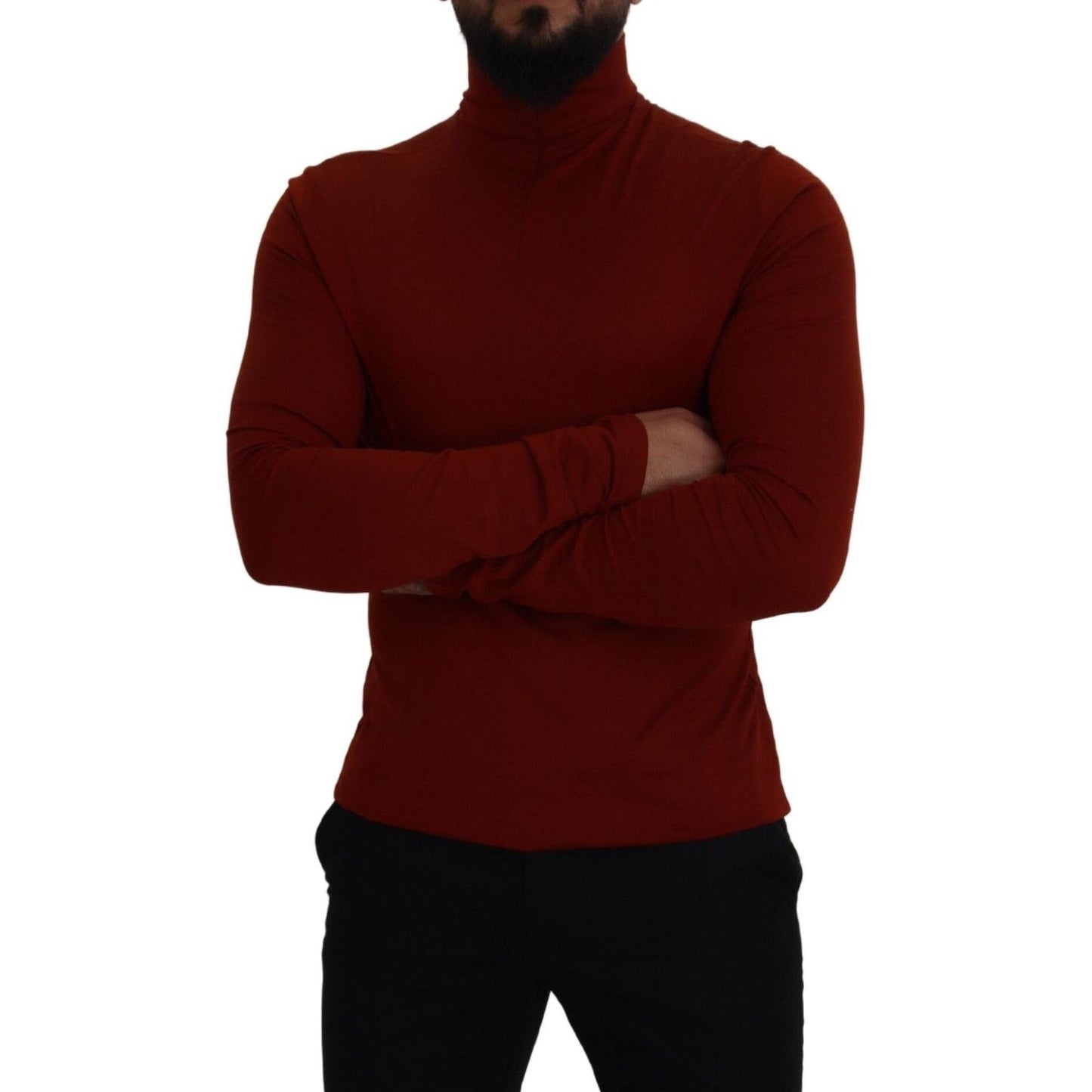 Dolce & Gabbana Elegant Maroon Collar Zip Sweater Dolce & Gabbana