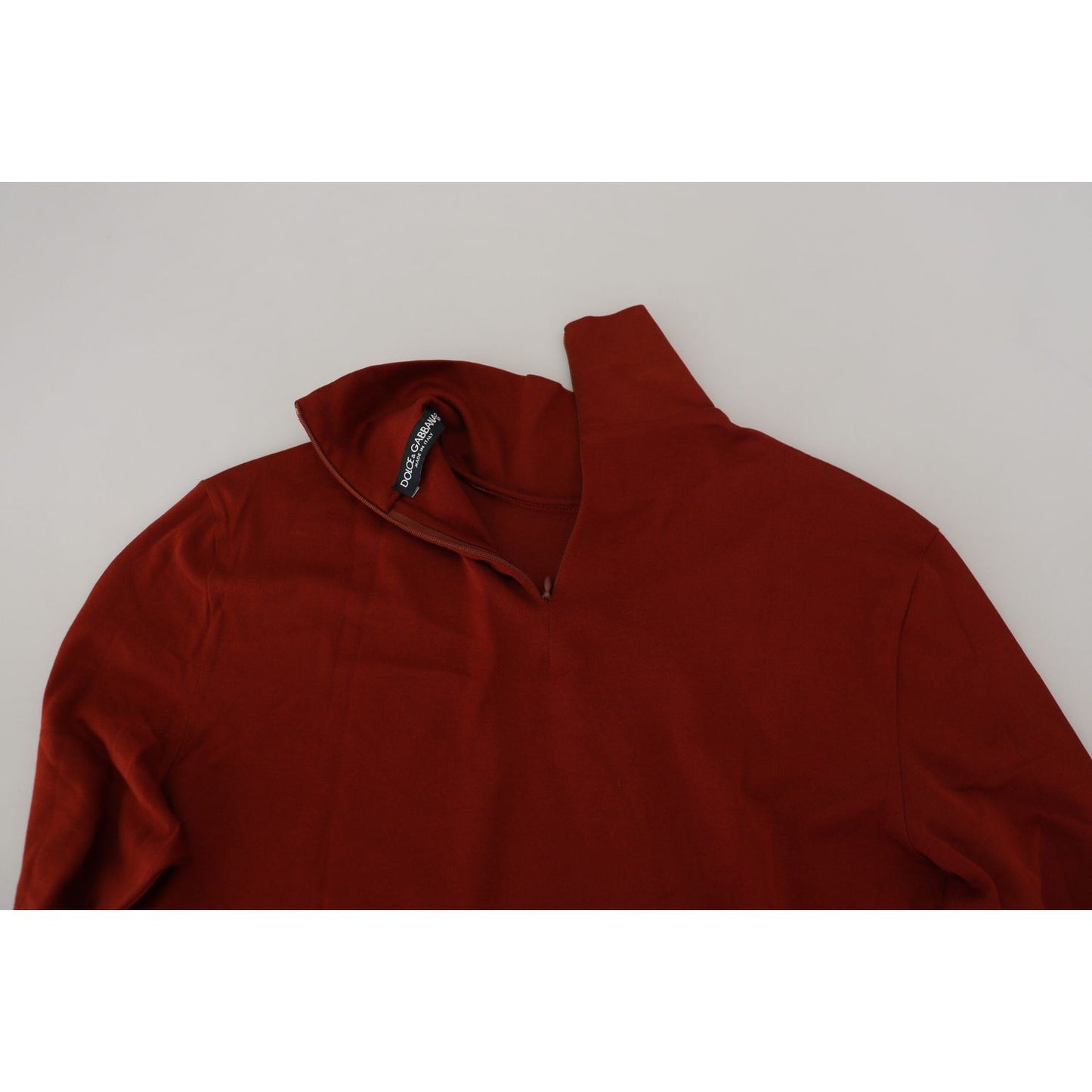 Dolce & Gabbana Elegant Maroon Collar Zip Sweater Dolce & Gabbana