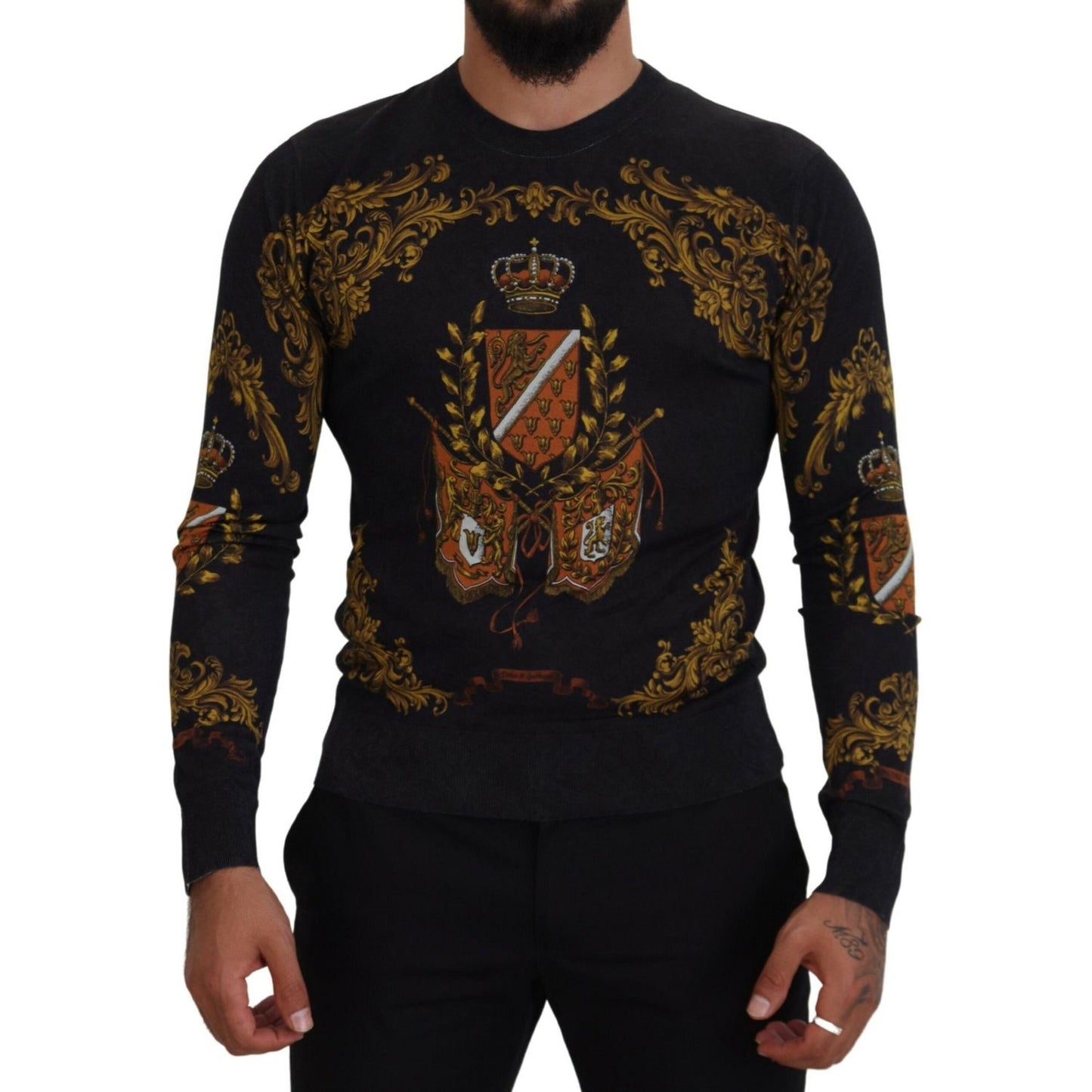 Dolce & Gabbana Baroque Medal Motive Silk Sweater Dolce & Gabbana