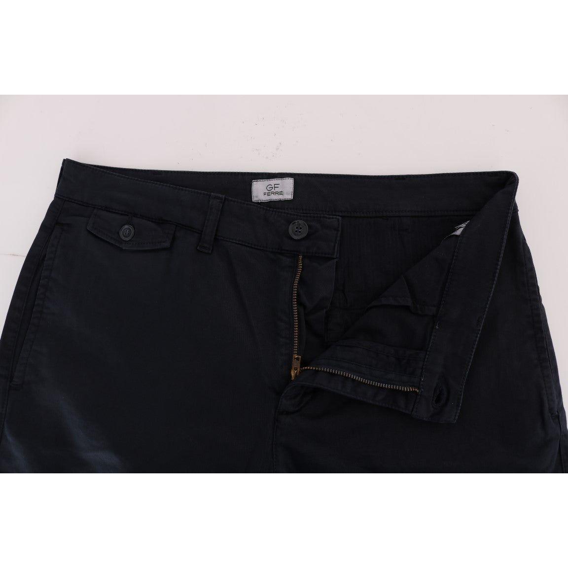 男士时尚蓝色棉质弹力长裤