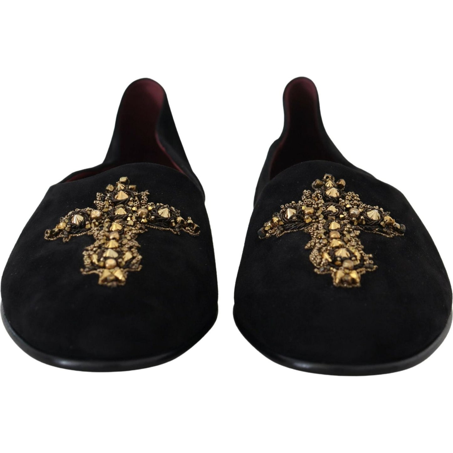 Dolce & Gabbana Black Gold Crystal Sequined Loafers Dolce & Gabbana