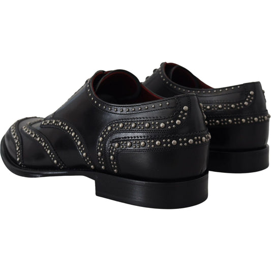 Dolce & Gabbana Elegant Studded Black Derby Shoes Dolce & Gabbana