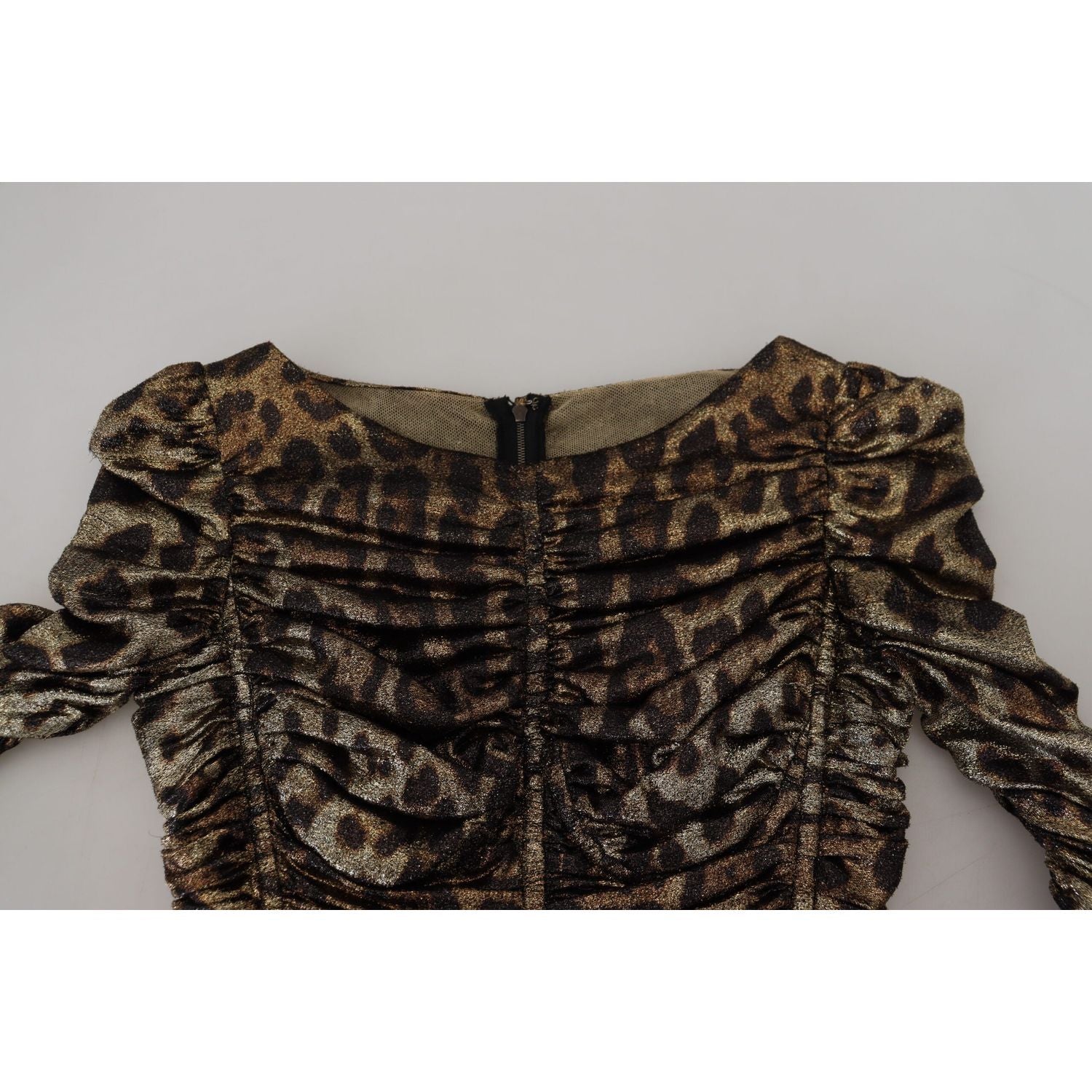 优雅豹纹中长紧身连衣裙