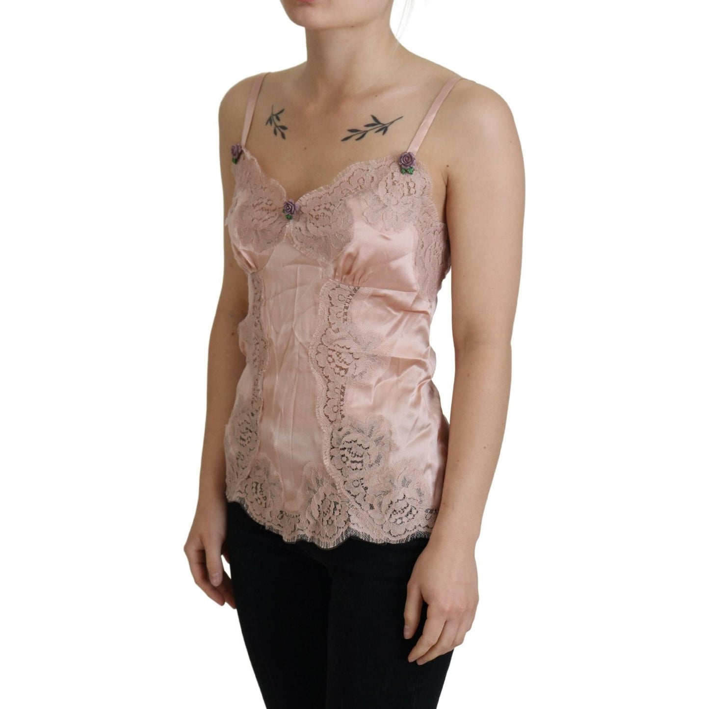 Dolce & Gabbana Elegant Pink Silk Lingerie Top Dolce & Gabbana