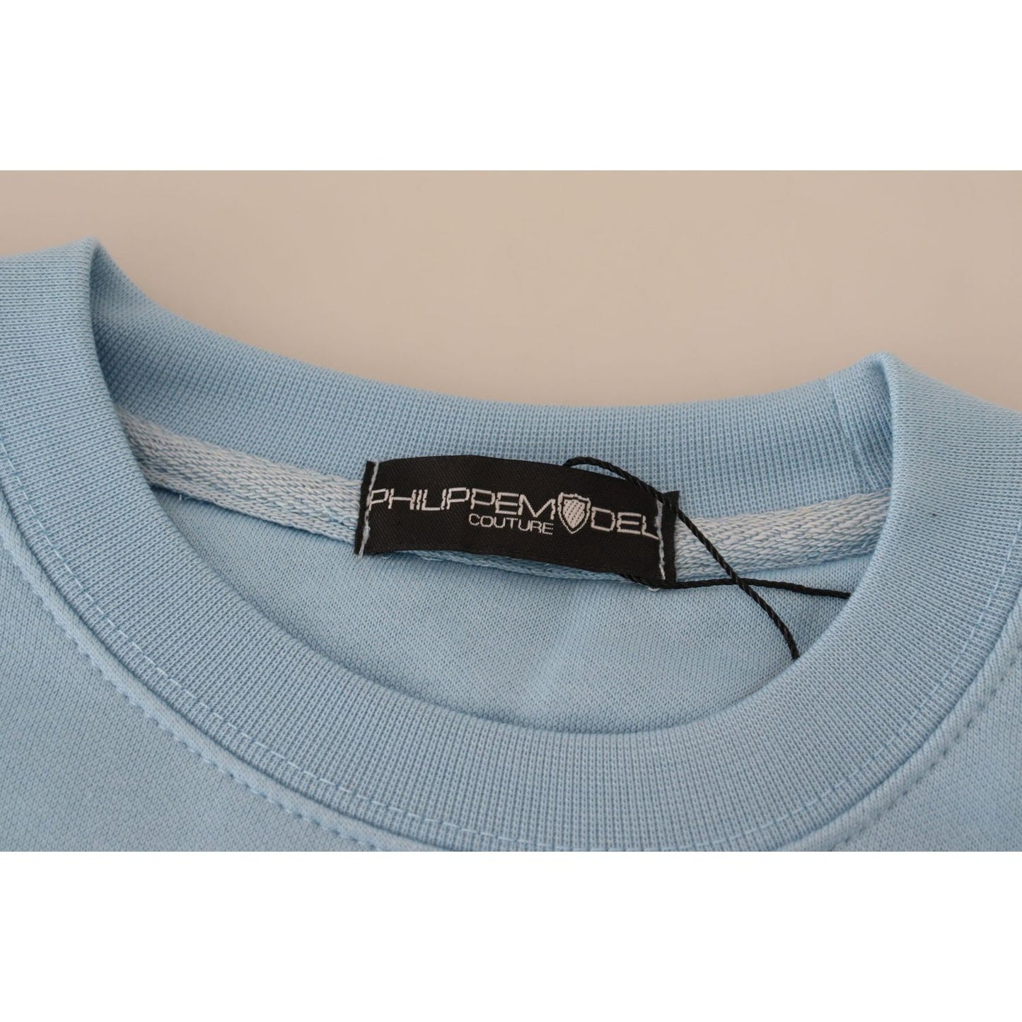 Philippe Model Elegant Light Blue Cotton Pullover Sweater Philippe Model