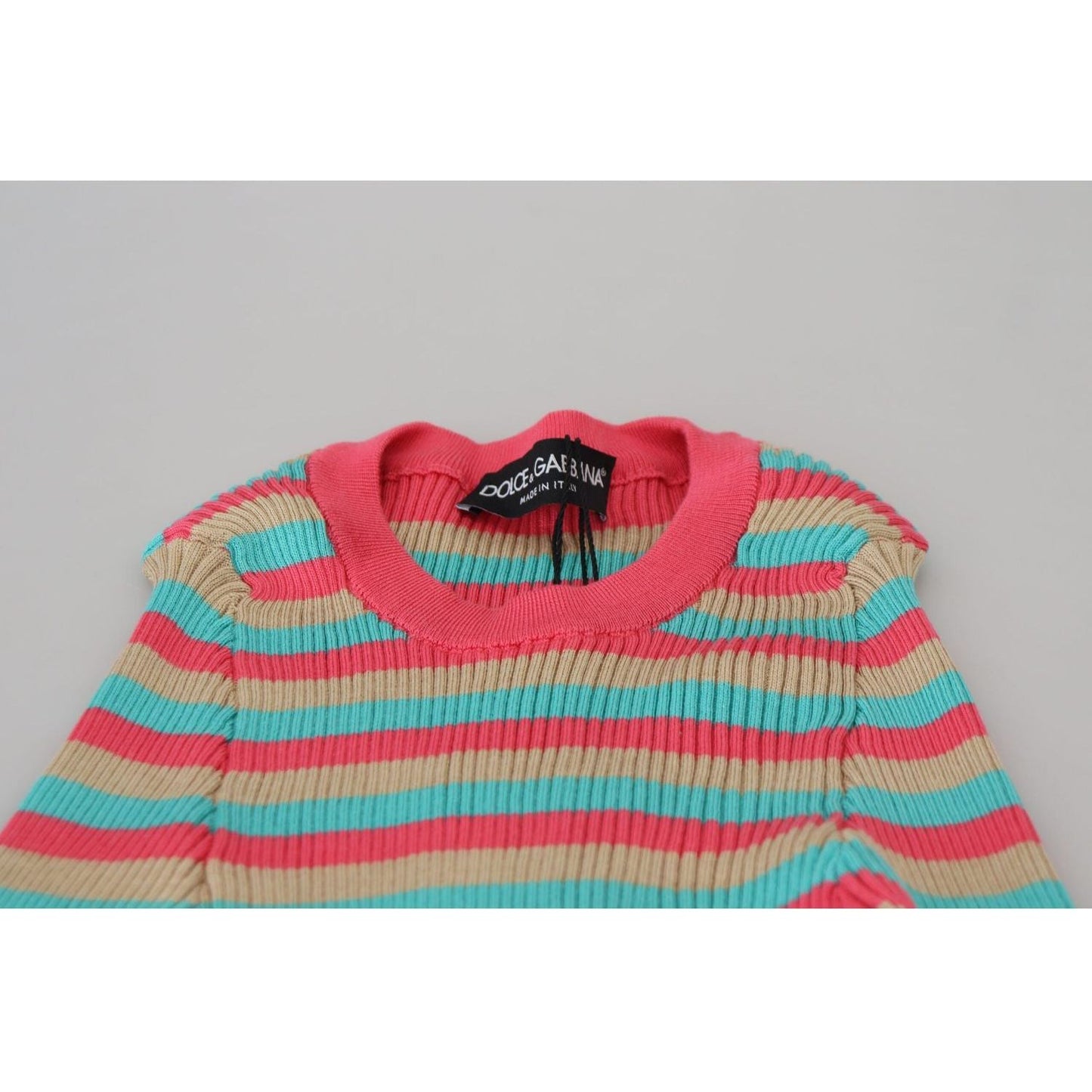 Dolce & Gabbana Elegant Striped Silk Crewneck Pullover Dolce & Gabbana