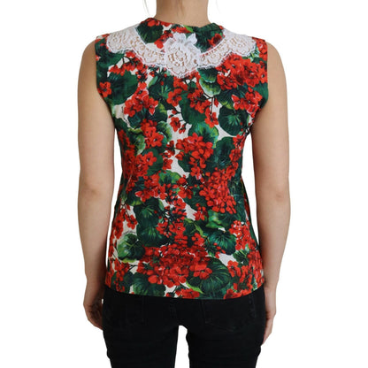 Dolce & Gabbana White Floral Wool Lace Vest Tank Top