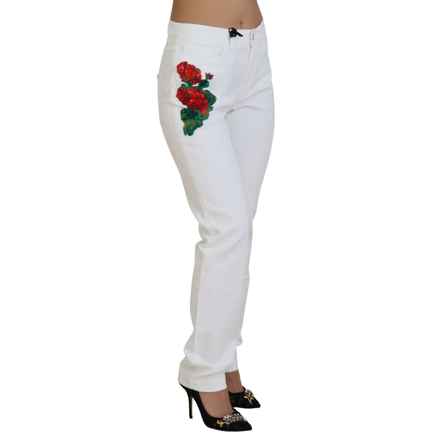 Dolce & Gabbana Elegant White Mid Waist Skinny Jeans Dolce & Gabbana