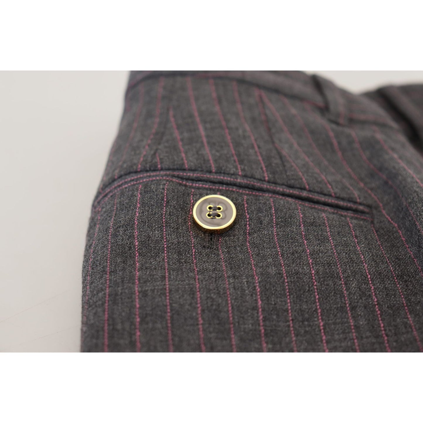 Dolce & Gabbana Gray Stripes Wool Tapered Women Pants