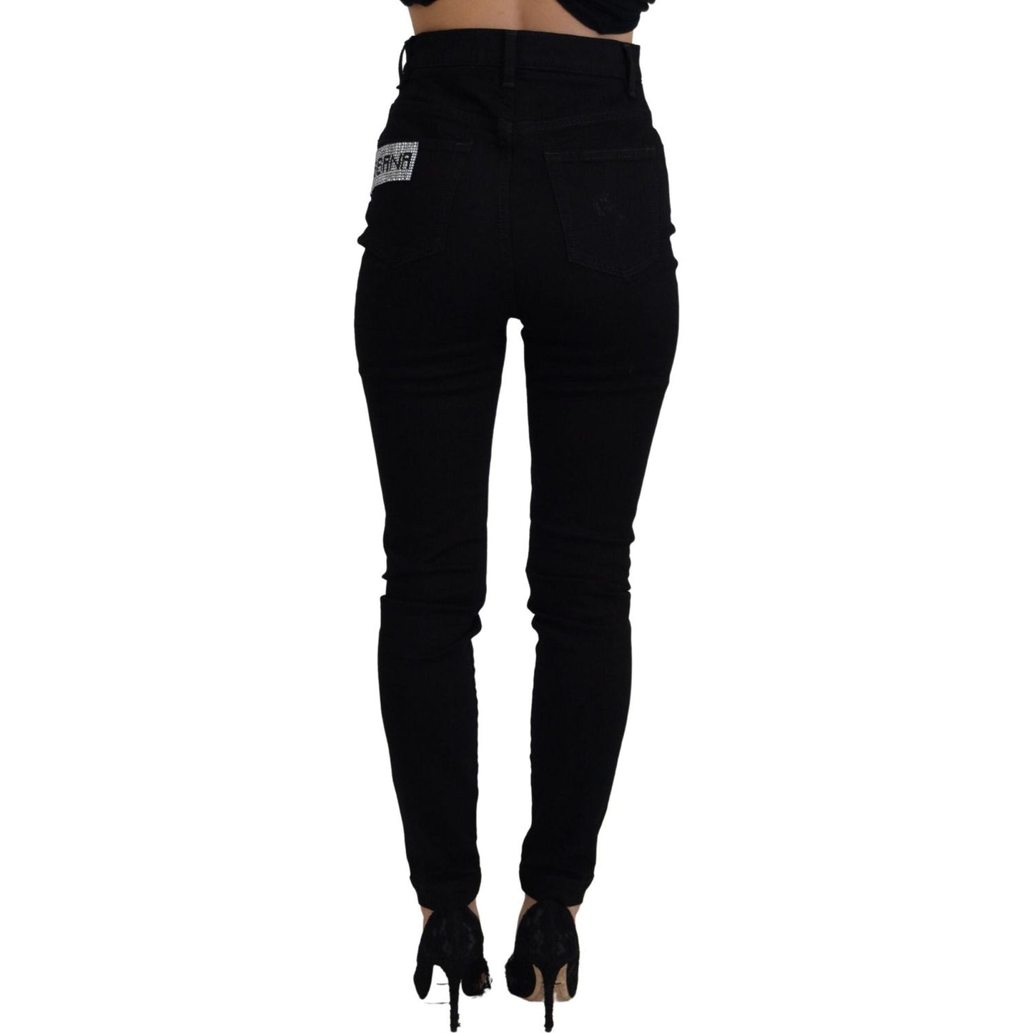 Dolce & Gabbana Chic High Waist Slim Fit Black Jeans Dolce & Gabbana