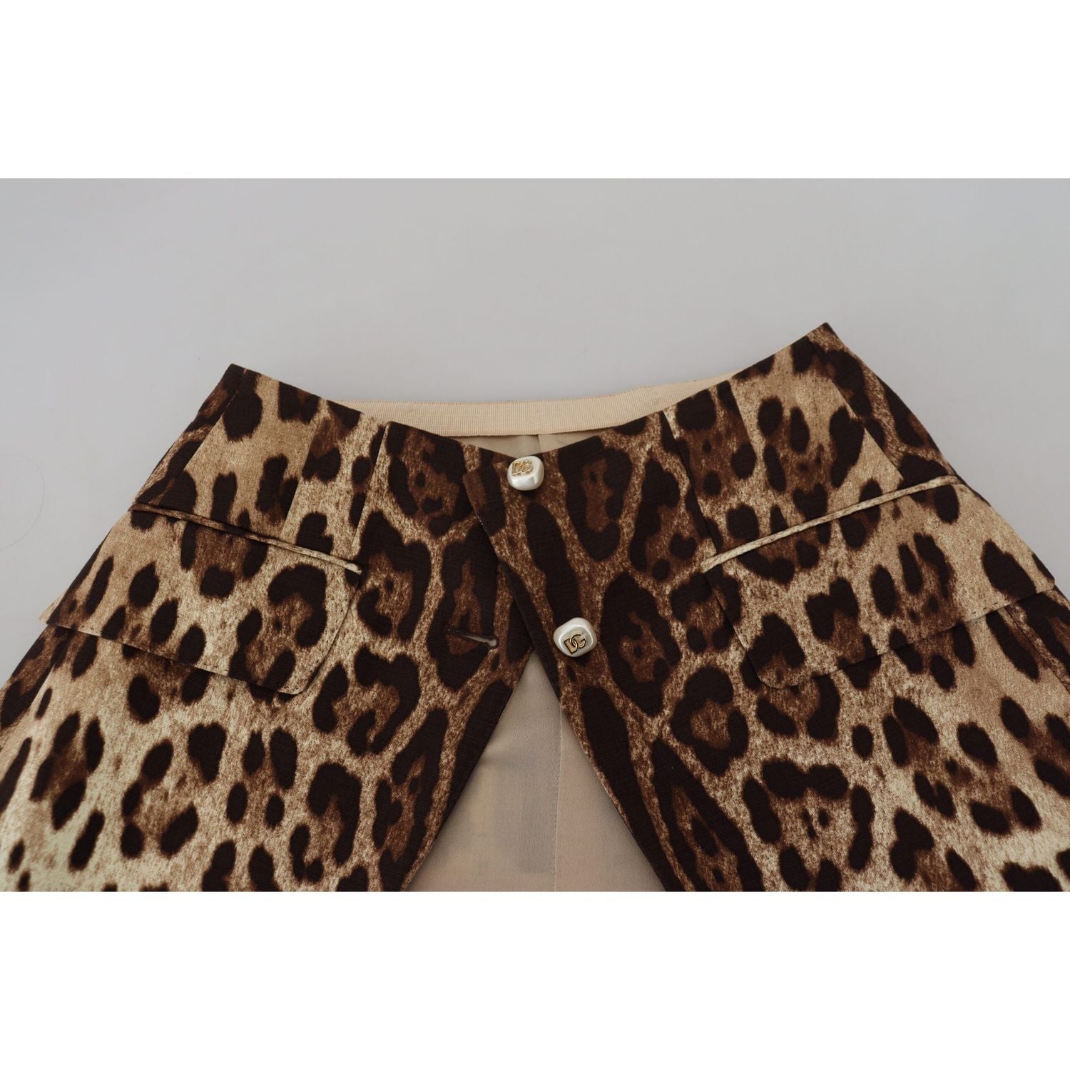 Dolce & Gabbana Brown Leopard Print Wool A-line Mini Skirt