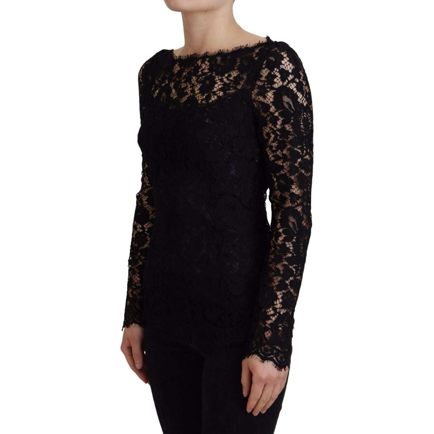 Dolce & Gabbana Elegant Floral Lace Long Sleeve Top Dolce & Gabbana